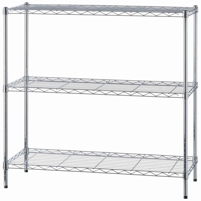 

Estantería de metal industrial plateada con 3 baldas de 90x35x88 cm