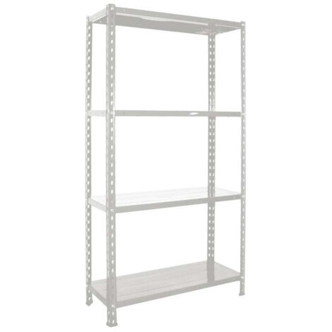Estantería de metal resistente con 4 estantes, Minikit de metal blanco, 75x30x150 cm