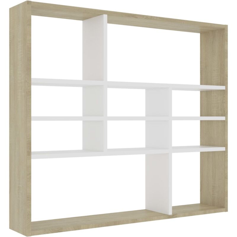 

vidaXL Estantería de Pared Aglomerado 90x16x78 cm Blanco y Roble Sonoma - Blanco