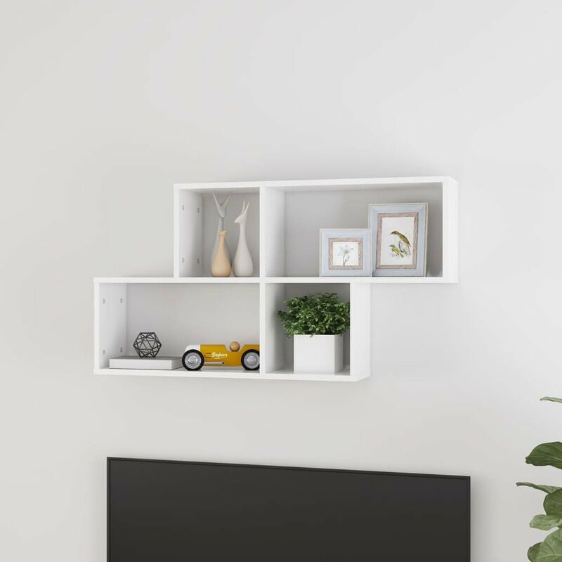 

Estanteria de pared aglomerado blanco brillante 100x18x53 cm