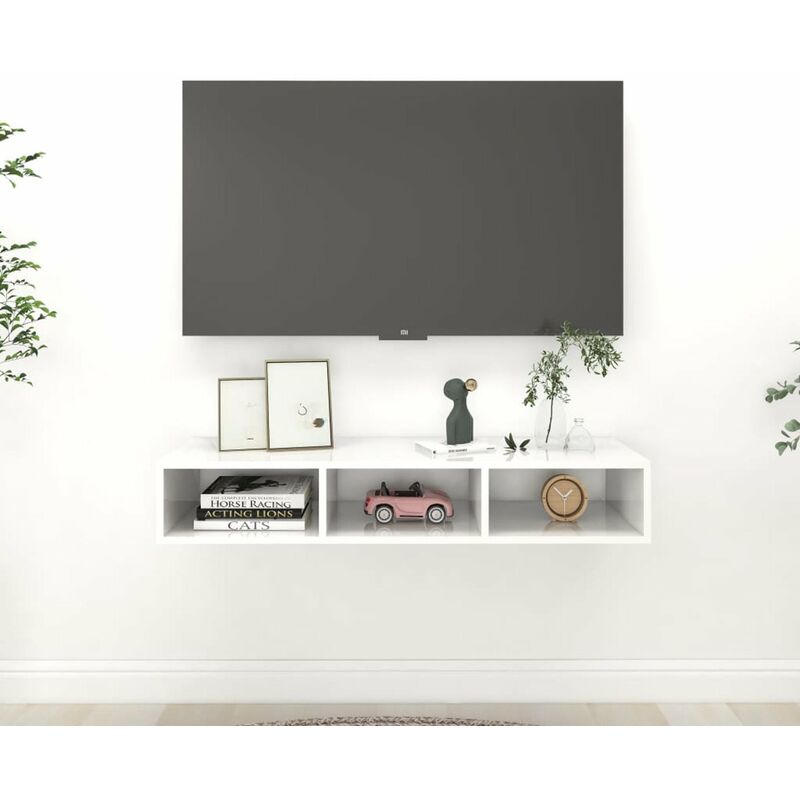 

Estanteria de pared aglomerado blanco brillante 102x30x17 cm