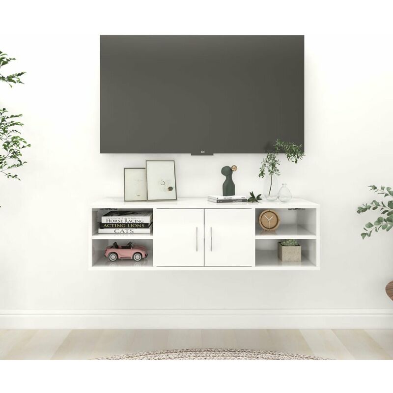 

Estanteria de pared aglomerado blanco brillante 102x30x29 cm