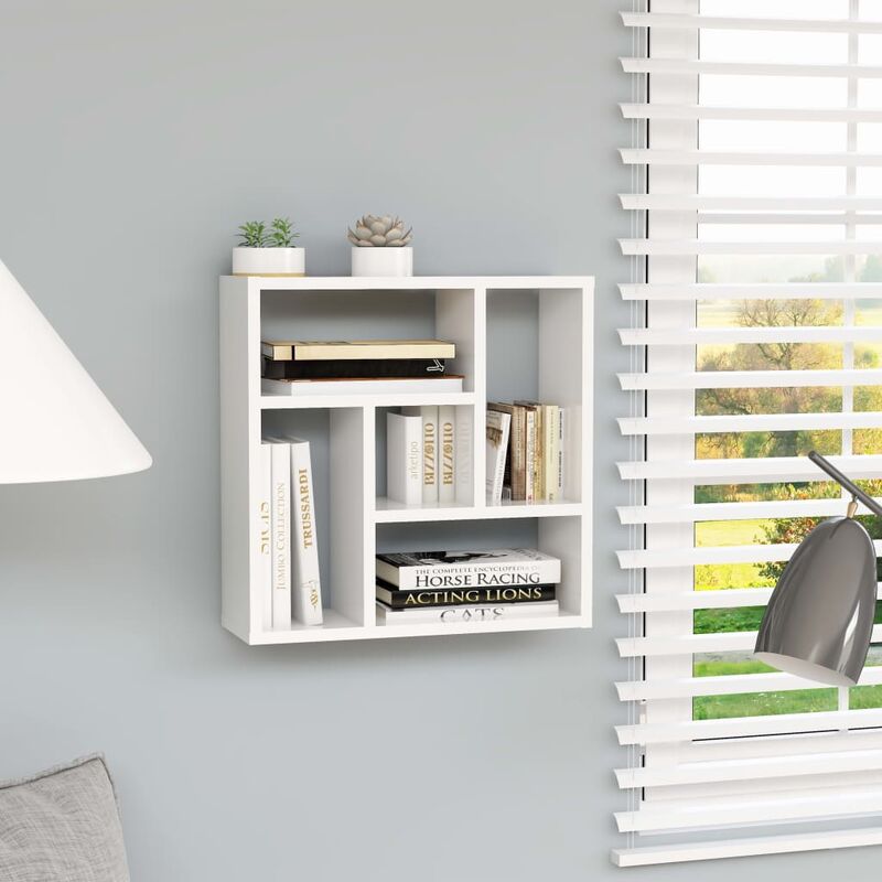 

Estantería de pared aglomerado blanco brillante 45,1x16x45,1 cm