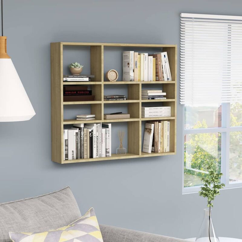 

Estantería de pared aglomerado color roble Sonoma 90x16x78 cm