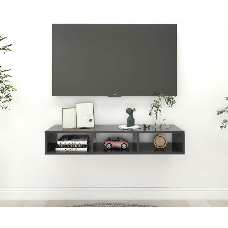 

Estantería de pared aglomerado gris 102x30x17 cm