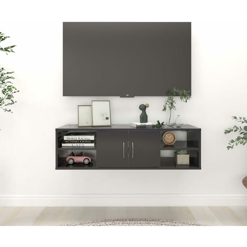

Estantería de pared aglomerado gris 102x30x29 cm