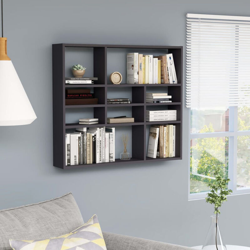 

Estanteria de pared aglomerado gris 90x16x78 cm