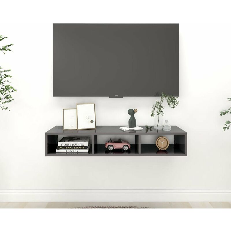 

Estanteria de pared aglomerado gris brillante 102x30x17 cm