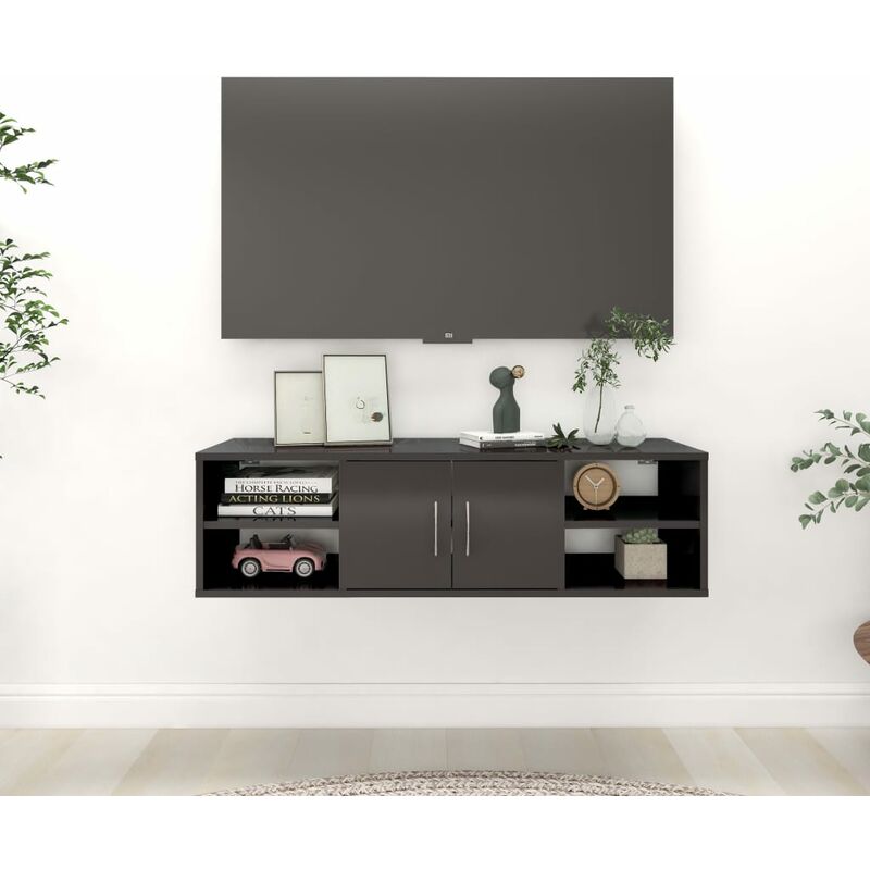 

Estantería de pared aglomerado gris brillante 102x30x29 cm