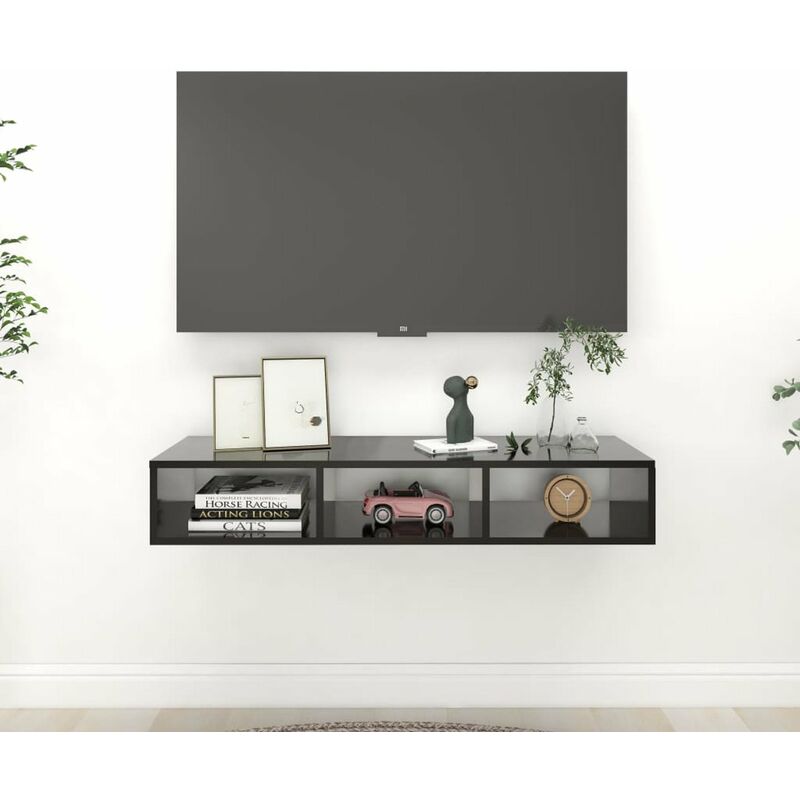 

Estanteria de pared aglomerado negro 102x30x17 cm