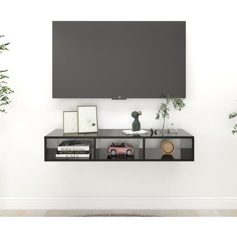 

Estantería de pared aglomerado negro 102x30x17 cm