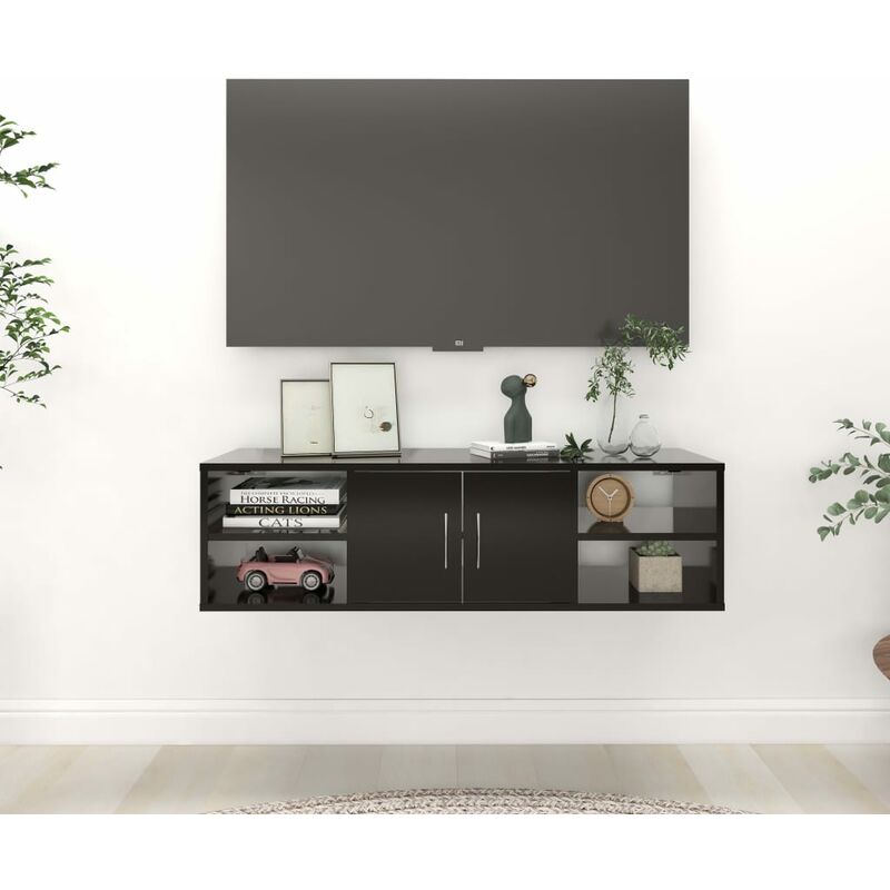 

Estantería de pared aglomerado negro 102x30x29 cm