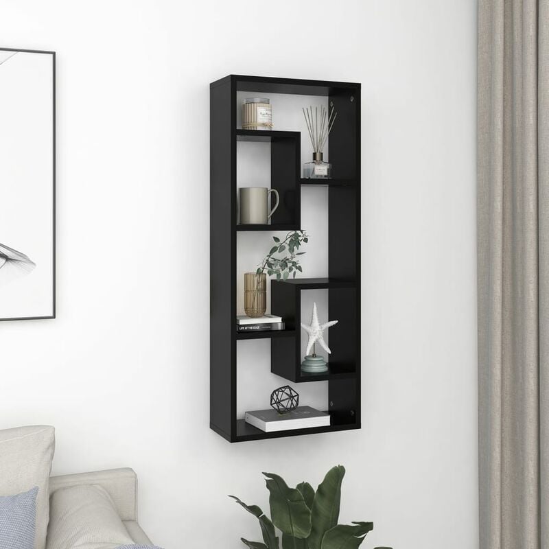 

Estantería de pared aglomerado negro 36x16x90 cm