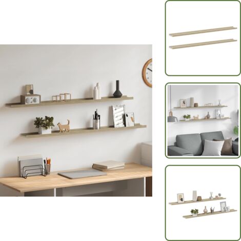 Estantería de pared blanca - vidaXL Estantes de pared 2 unidades blanco y roble Sonoma 115x9x3 cm - Estantería de pared roble sonoma