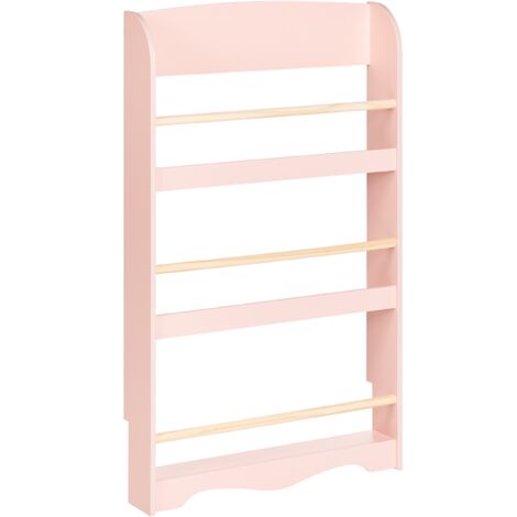 Estantería de pared colgante de madera de pino MDF de 3 baldas para habitación infantil rosa pastel Liloet