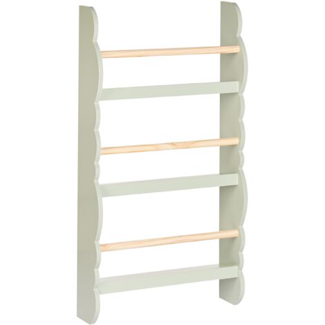 Estantería de pared colgante de madera de pino MDF de 3 baldas para habitación infantil verde claro Rigolet
