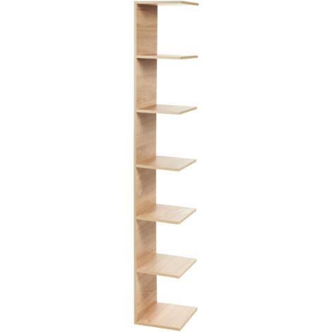 Estantería de pared colgante tablero de partículas 6 niveles madera clara Eston
