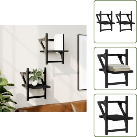 Estantería de pared con barra - vidaXL Estantes de pared con barras 2 unidades negro 20x25x30 cm - Estantería de pared para casa