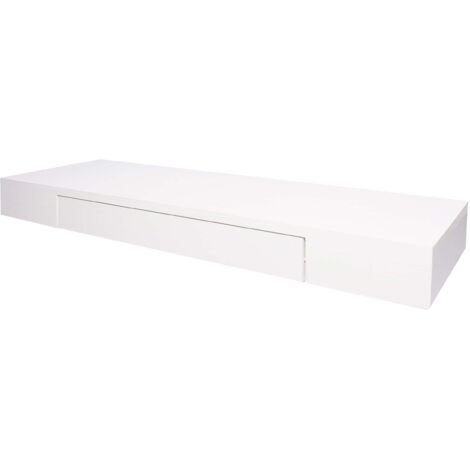 Estantería de pared con cajón de madera maciza 8x80x25cm blanco 040005181