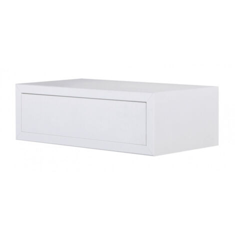 Estantería de pared con cajón, mesita de noche suspendida, estante de pared, blanco, 45 x 14,3 x 23,7 cm - Legolo Maxi