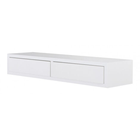 Estantería de pared con cajón, mesita de noche suspendida, estante de pared, blanco, 88,2 x 13,4 x 23,7 cm - Domino Maxi
