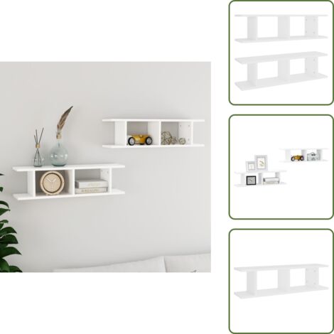 Estantería de pared con diseño - vidaXL Estantes de pared 2 uds madera contrachapada blanco 75x18x20 cm - Estantería de pared para sala