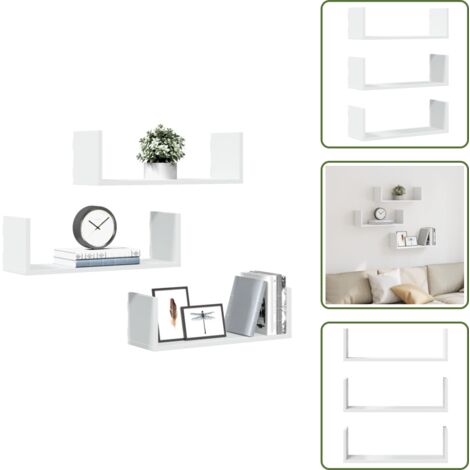 Estantería de pared con madera de ingeniería - vidaXL Estantes de pared 2 uds madera ingeniería blanca 58x18x18 cm - Estantería de pared para casa