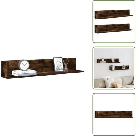 Estantería de pared con montaje - vidaXL Estantes de pared 2 uds madera roble ahumado 100x16,5x16,5 cm - Estantería de madera de ingeniería