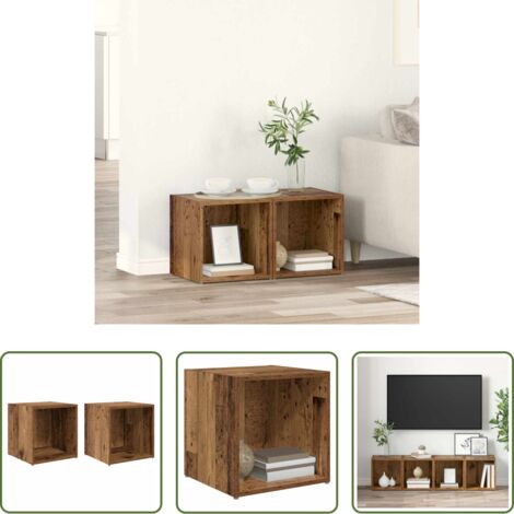 Estantería de pared -  Conjunto de mueble de TV 2 pcs Madera Vieja 37 x 35 x 37,5 cm