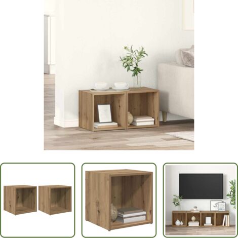 Estantería de pared -  Conjunto de mueble de TV 2 pcs Roble artesanal