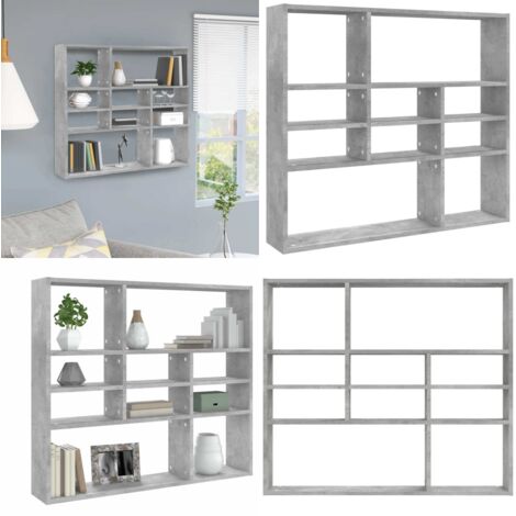 Estantería de pared contrachapada gris hormigón 90x16x78 cm - Estantería de madera - Estantería contrachapada