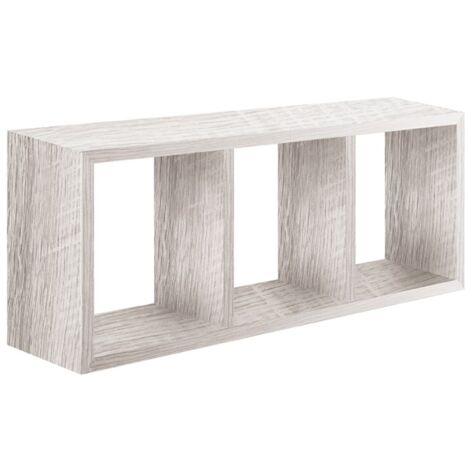 Estantería de pared cubo rectangular moderno 3 compartimentos Tristano - Gris claro