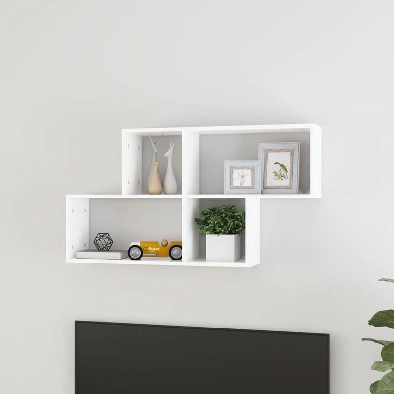 

Estanteria de pared de aglomerado blanco 100x18x53 cm