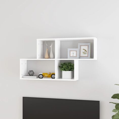 Estantería de pared de aglomerado blanco 100x18x53 cm