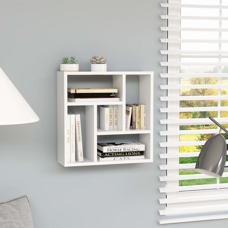 

Estantería de pared de aglomerado blanco 45,1x16x45,1 cm