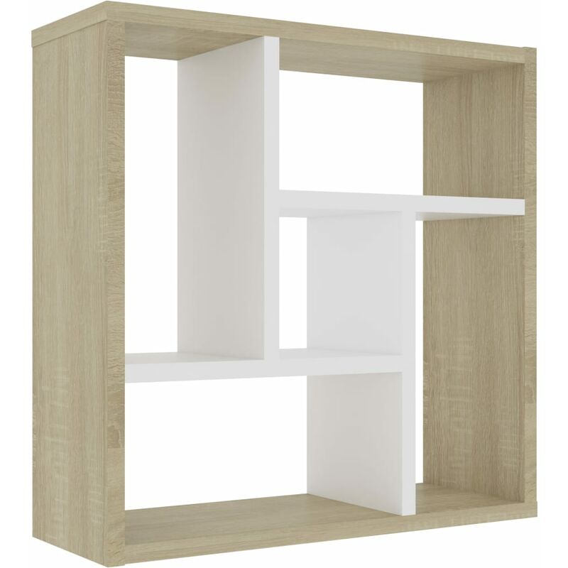 

vidaXL Estantería de Pared de Aglomerado 45,1x16x45,1 cm Blanco Roble Sonoma - Blanco
