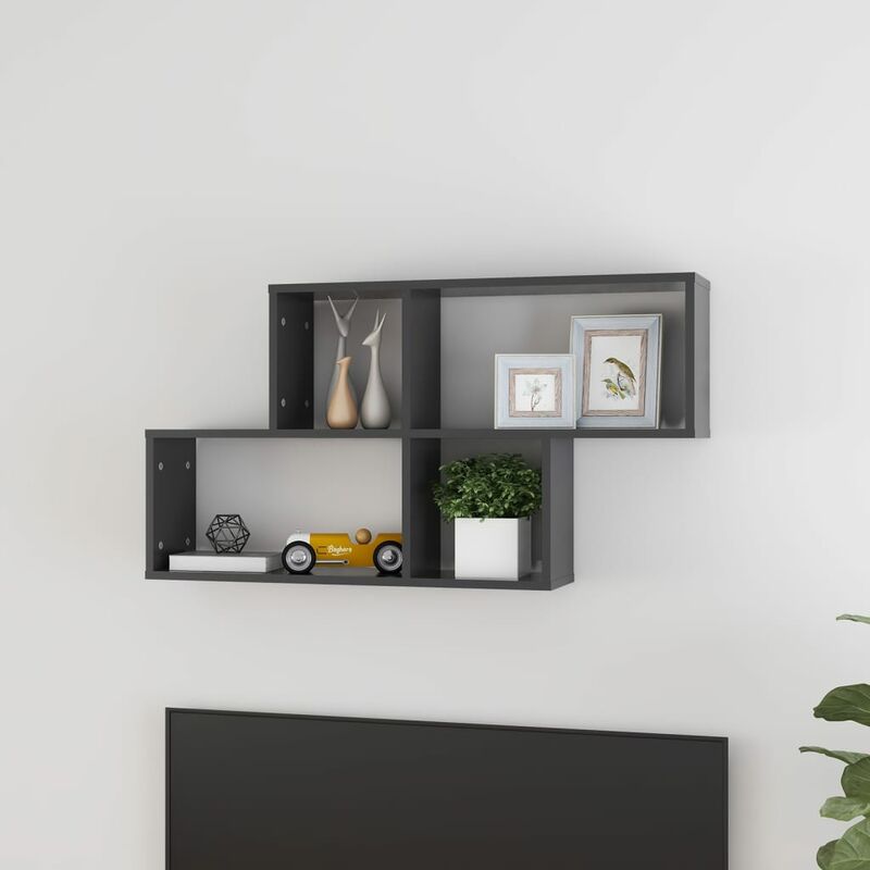 

Estantería de pared de aglomerado gris 100x18x53 cm