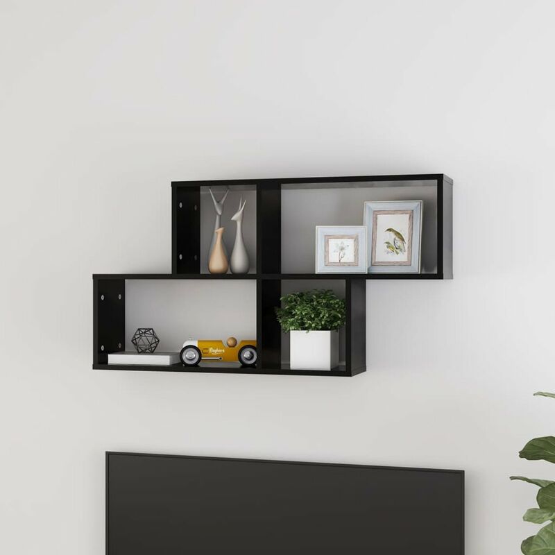 

Estanteria de pared de aglomerado negro 100x18x53 cm