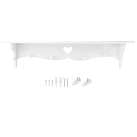 Estantería de pared de PVC con forma de corazón y recortes  Estantería blanca  59 x 10 x 13 cm