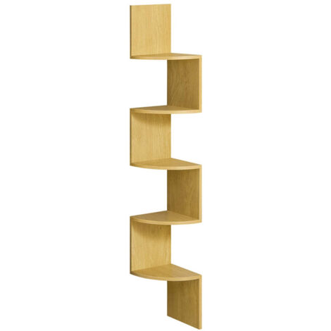 Estantería de pared esquinera con 5 baldas flotantes 20 x 20 x 126 cm para cocina dormitorio salón oficina plantas CD decoración souvenirs beige 120005629