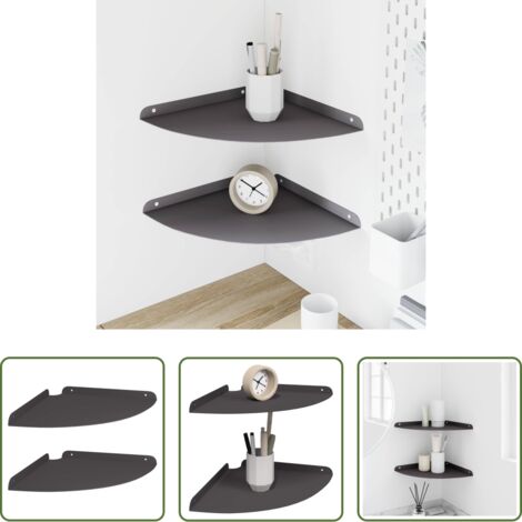 Estantería de pared -  Estante Flotante de Esquina 2 pcs Negro 30 x 30 x 2 cm