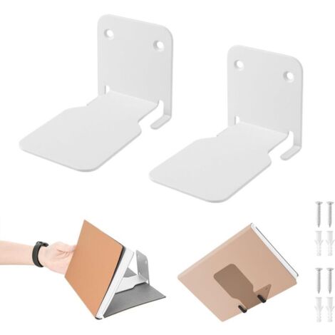Estantería de pared invisible - 2 estanterías flotantes metálicas multifuncionales con soporte oculto para casa, oficina, aula y librería (blancas)