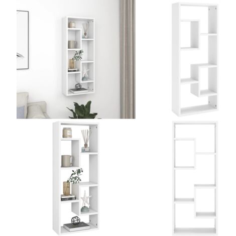 Estantería de pared madera contrachapada blanco 36x16x90 cm - Estante de madera - Almacenamiento interior