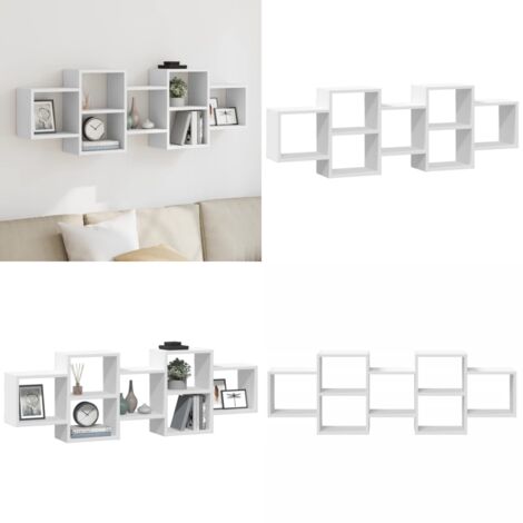 Estantería de pared madera de ingeniería blanca 129x18x42 cm - Madera de ingeniería - Almacenamiento en pared