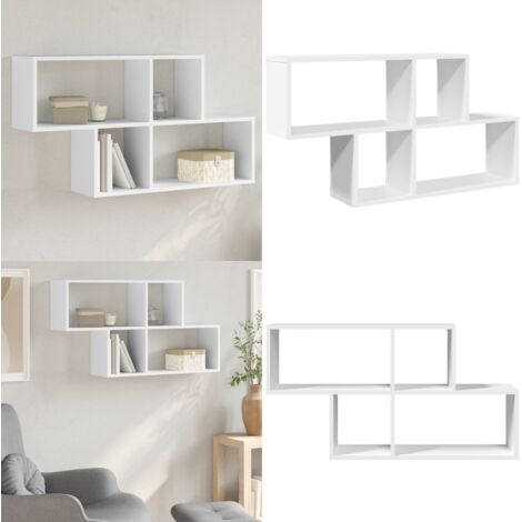 Estantería de pared madera ingeniería blanco 100x20x53 cm - Estantería de madera - Estantería de pared de madera