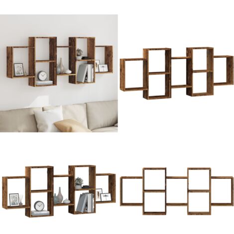 Estantería de pared madera ingeniería envejecida 159x18x65 cm - Estantería de madera - Almacenamiento en pared