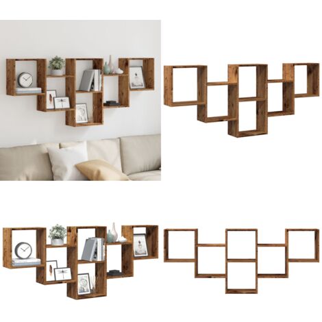 Estantería de pared madera ingeniería envejecida 159x18x66 cm - Madera envejecida - Almacenamiento en pared