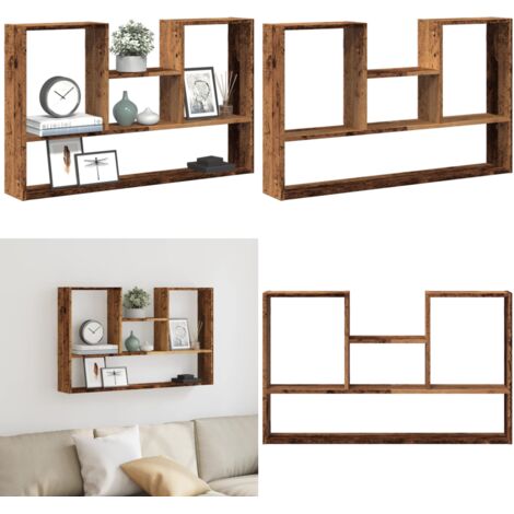 Estantería de pared madera ingeniería envejecida 99x15x60 cm - Madera envejecida - Almacenamiento en pared