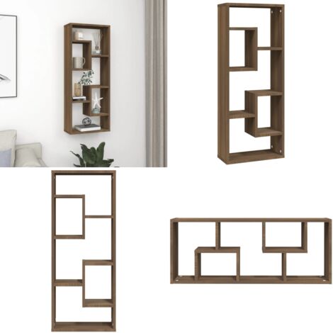 Estantería de pared madera ingeniería marrón roble 36x16x90 cm - Estantería de madera - Estantería colgante