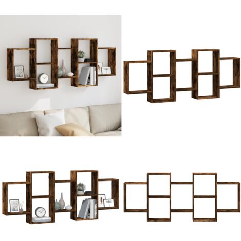 Estantería de pared madera ingeniería roble ahumado 159x18x65cm - Estantería de madera - Estantería de roble